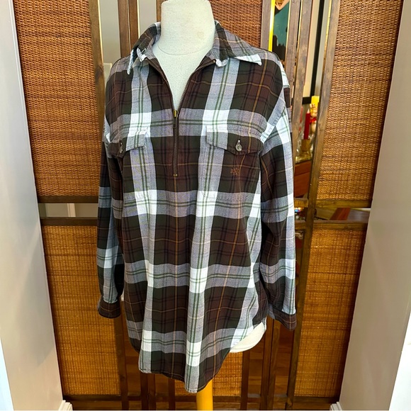 Lauren Ralph Lauren Tops - Ralph Lauren Womens Plaid Flannel 1/4 Zip Tunic Equestrian size medium